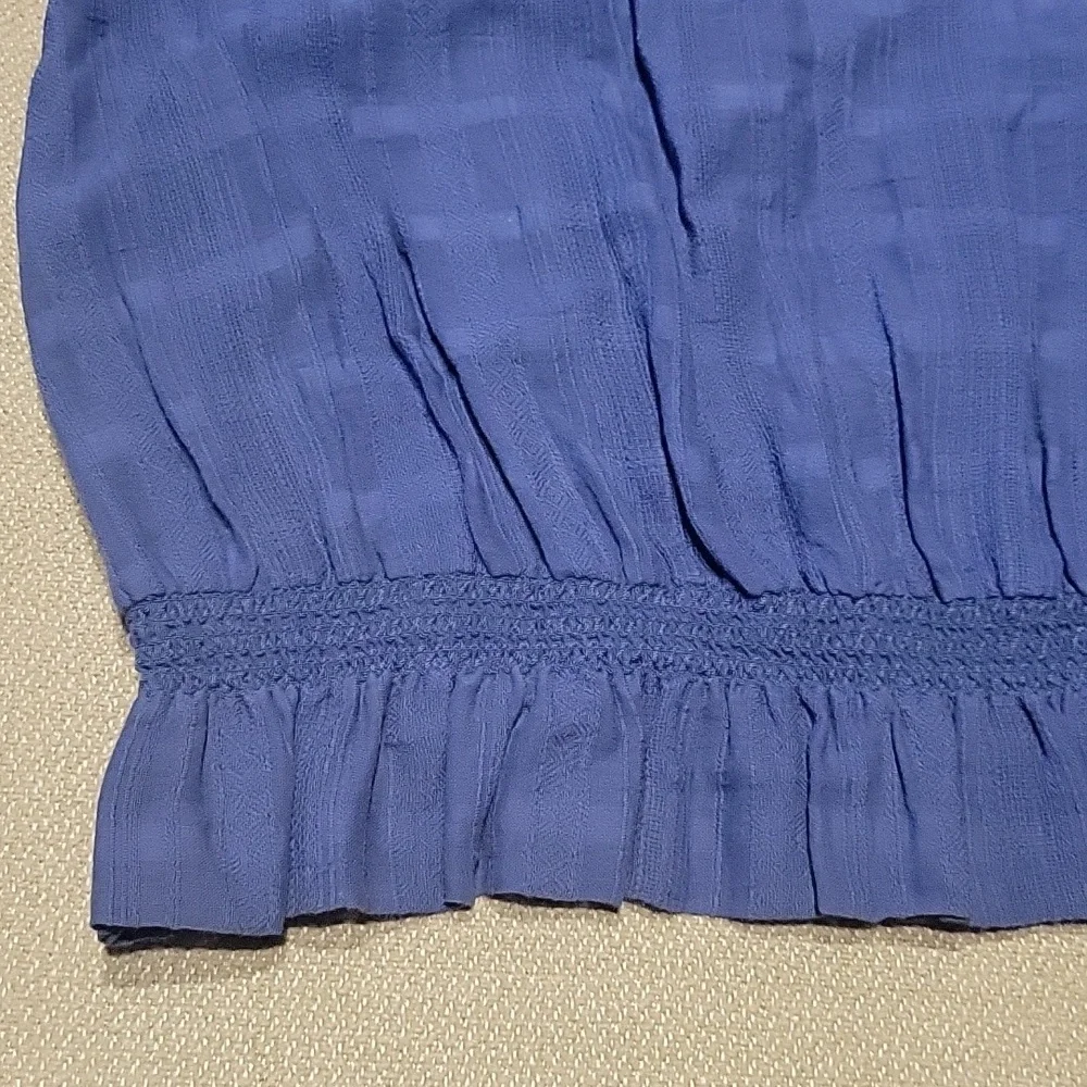 Tory Burch Nina Blouse Embroidery White Blue Peasant Cotton Western Boho Medium